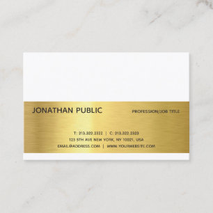 Carte De Visite Moderne professionnel élégant Or Plain Luxe Chic