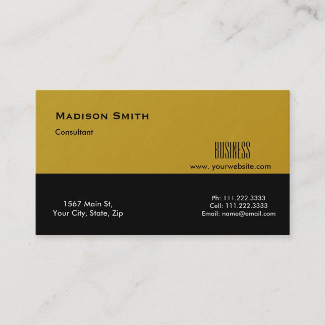 Carte De Visite Moderne professionnel Gold Metal Consultant (Devant)