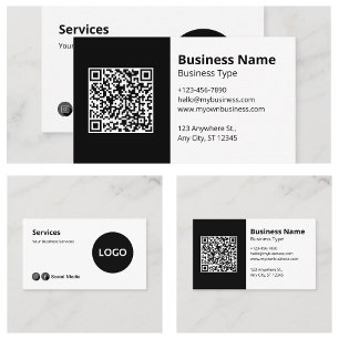 Carte De Visite Moderne Professionnel Noir Blanc