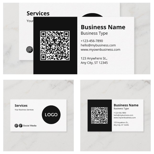 Carte De Visite Moderne Professionnel Noir Blanc (Modern Professional Black White Business Cards
)