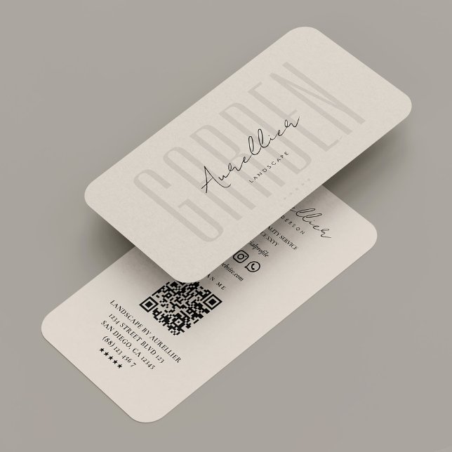 Carte De Visite Moderne Professionnel Paysage jardiner Sable Beige (Modern Professional Landscape Gardener Sand Beige Business Card
)