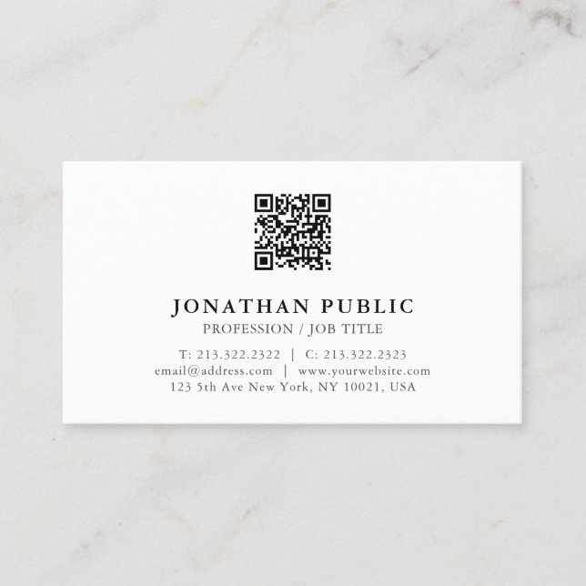 Carte De Visite Moderne Professionnel Personnalisez votre code QR  (Devant)