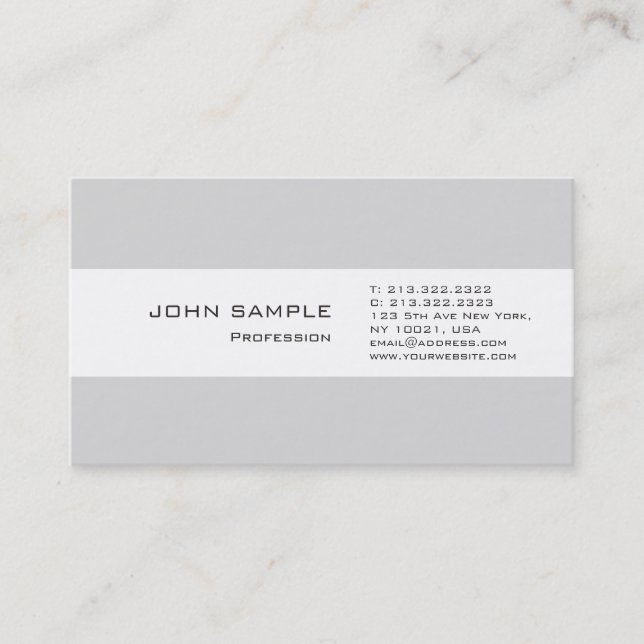 Carte De Visite Moderne Professionnel Simple Élégant Gris (Devant)