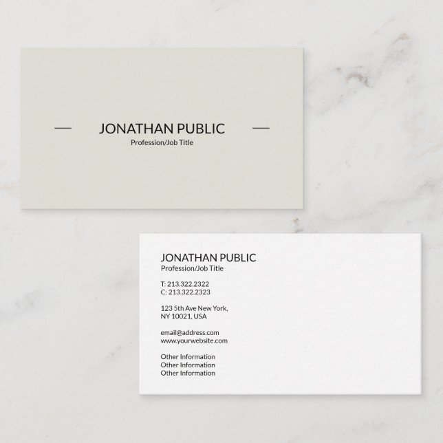 Carte De Visite Moderne Professionnel Sophistiqué Simple Clair (Devant / Derrière)
