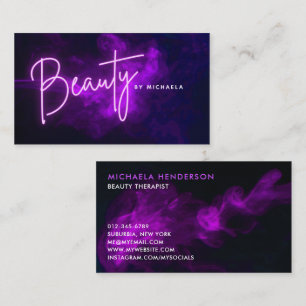 Carte De Visite Moderne Purple Neon & Smoke Nail Technician