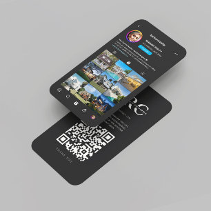 Carte De Visite Moderne Realtor Immobilier Dark Instagram Grille
