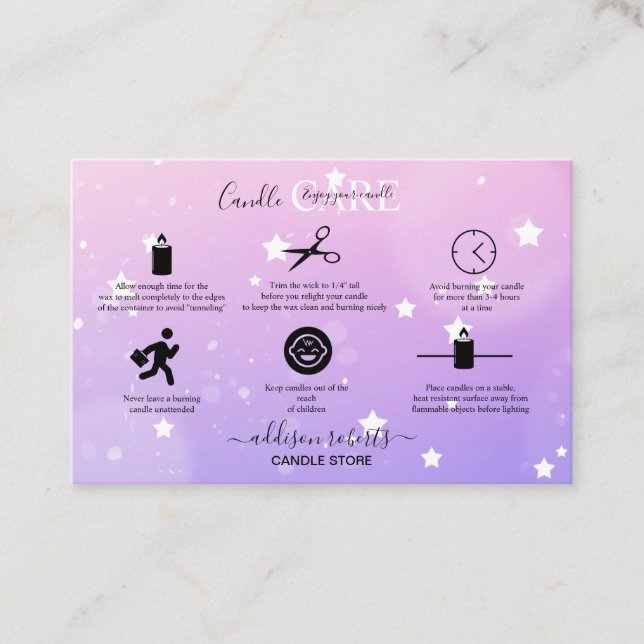 Carte De Visite Moderne Rose Girly Gradient Candem Care Business C (Devant)