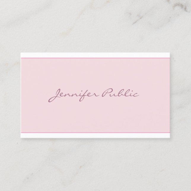 Carte De Visite Moderne rose pâle Simple Élégant Script Minimalist (Devant)