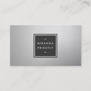 Carte De Visite Moderne Simple Black et Faux Silver Foil Designer