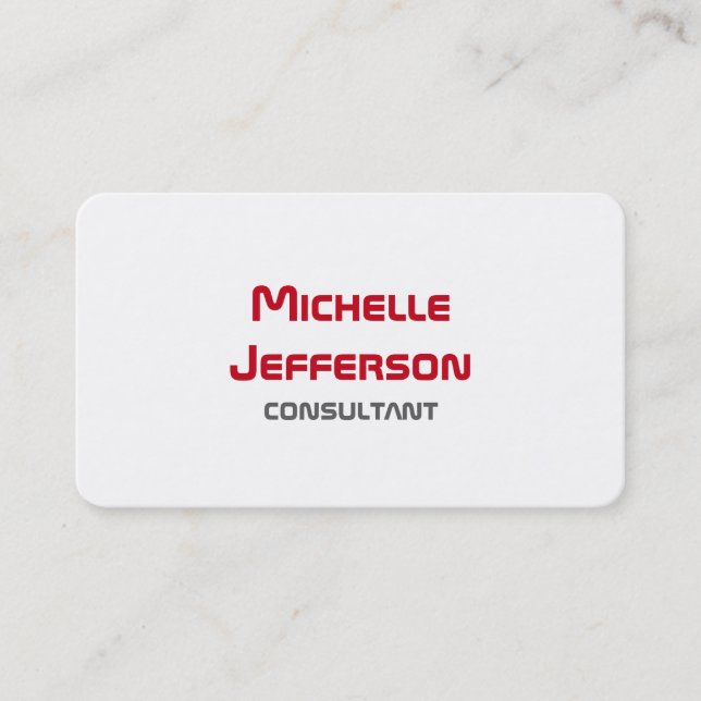 Carte De Visite Moderne Simple Blanc Rouge (Devant)