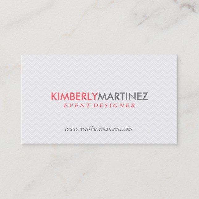 Carte De Visite Moderne simple blanc Zigzag Chevron Motif (Devant)