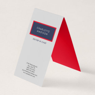 Carte De Visite Moderne Simple Bleu Rouge Gris Minimaliste Simple