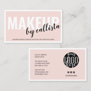 Carte De Visite Moderne Simple Blush Pink Bordure Logo Artiste maq