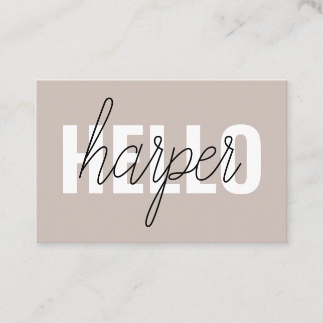 Carte De Visite Moderne Simple Brown Bonjour Et Vous Nom (Devant)