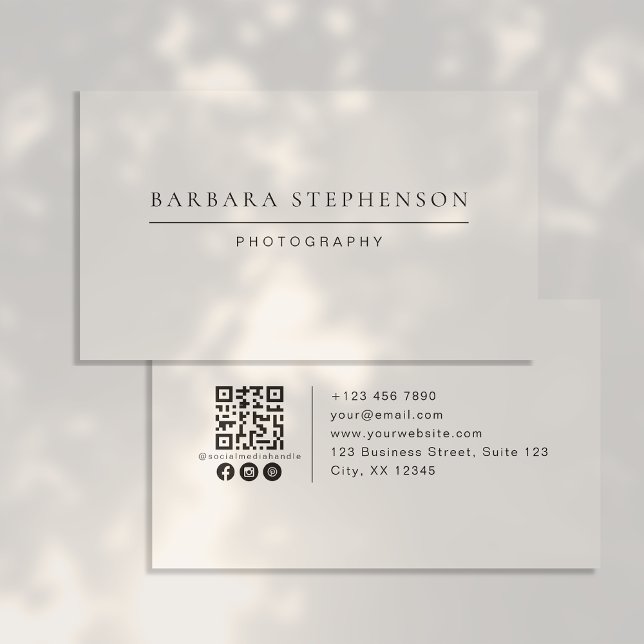 Carte De Visite Moderne, simple, code qr, médias sociaux, photo (Créateur téléchargé)