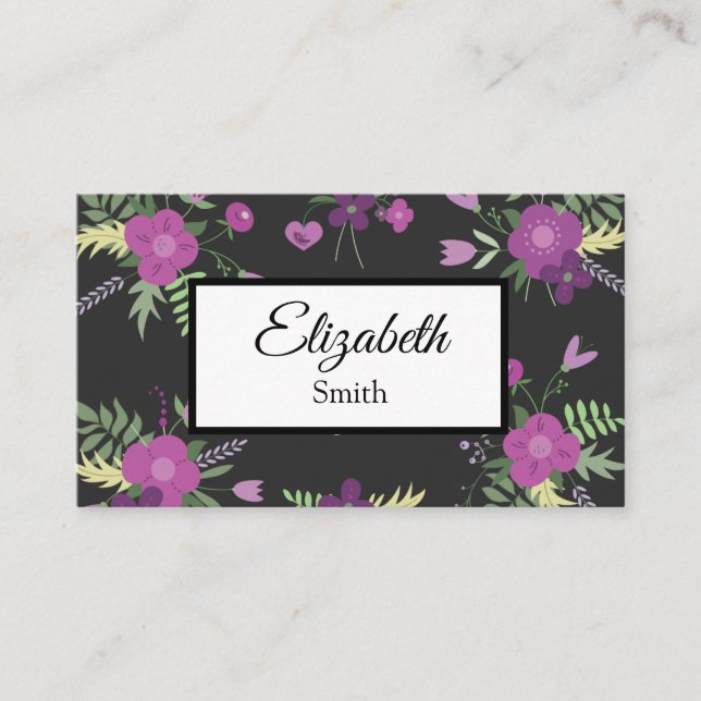 Carte De Visite Moderne simple élégant floral (Devant)