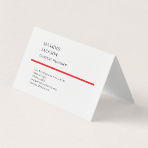 Carte De Visite Moderne Simple Élégant Noir Rouge Blanc Minimalist