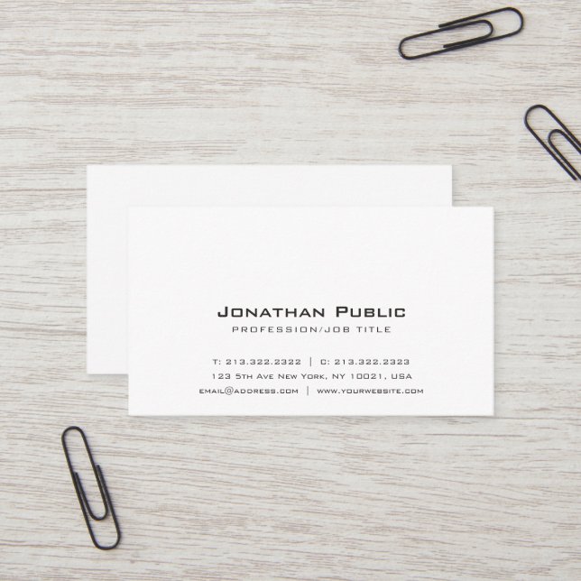 Carte De Visite Moderne simple élégant professionnel blanc (Devant/Arrière en situation)