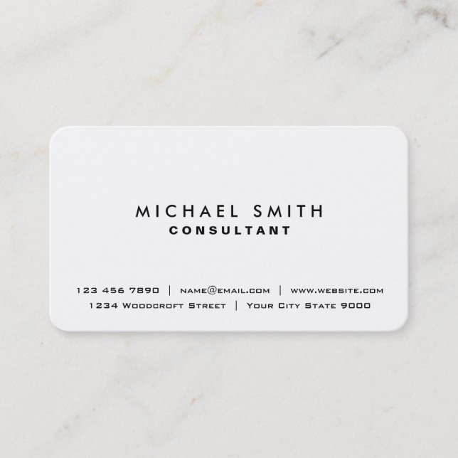 Carte De Visite Moderne simple élégant simple professionnel blanc (Devant)