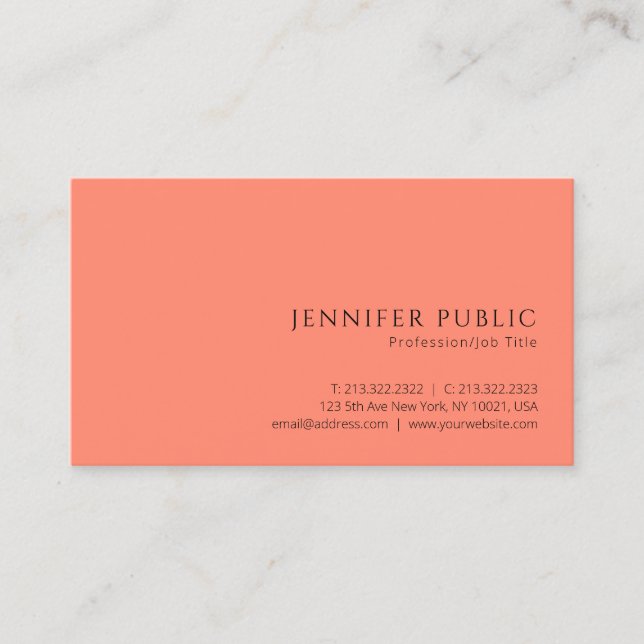 Carte De Visite Moderne simple élégante Apricose Color Professiona (Devant)