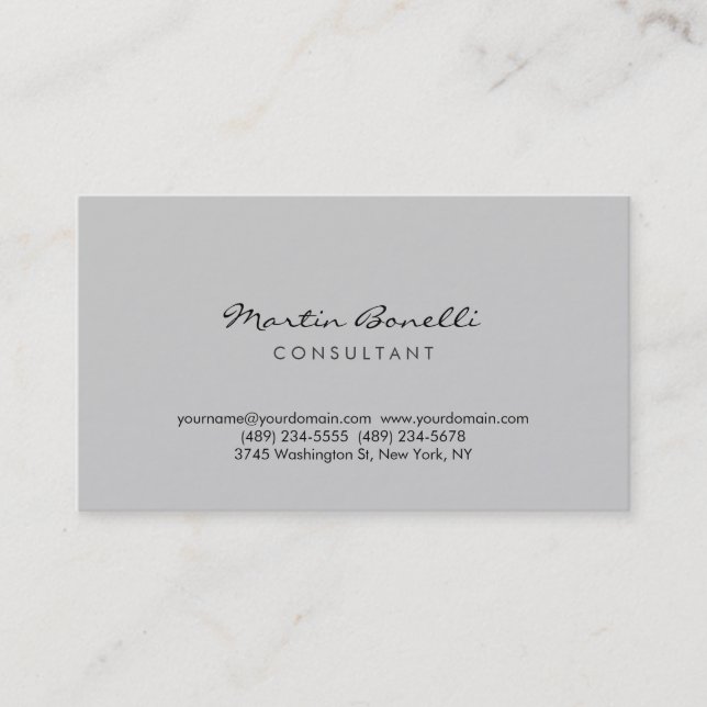Carte de visite moderne simple Grey Consultant (Devant)