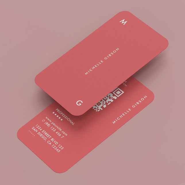 Carte De Visite Moderne Simple Marketing Professionnel Corail rose (Modern Simple Marketing Professional Coral Business Card
)
