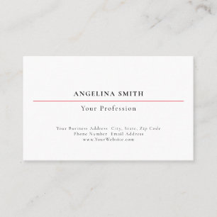 Carte De Visite Moderne Simple Minimaliste Blanc Rouge Professionn