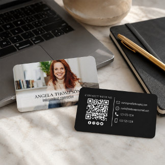Carte De Visite Moderne Simple Minimaliste Photo Connect QR Code