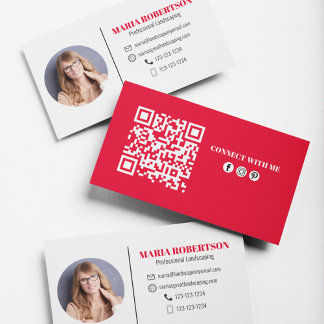 Carte De Visite Moderne Simple Minimaliste QR Code Social Médias R