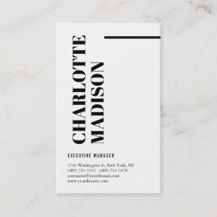 Carte De Visite Moderne Simple Noir Blanc Tendance Minimaliste Uni