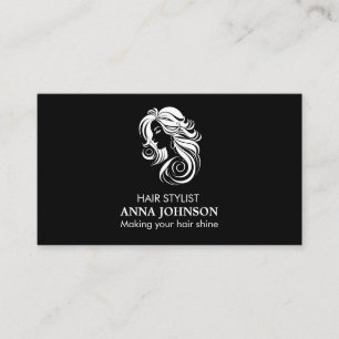 Carte De Visite Moderne simple noir coiffeur blanc