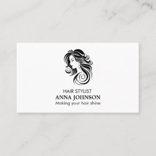 Carte De Visite Moderne simple noir coiffeur blanc