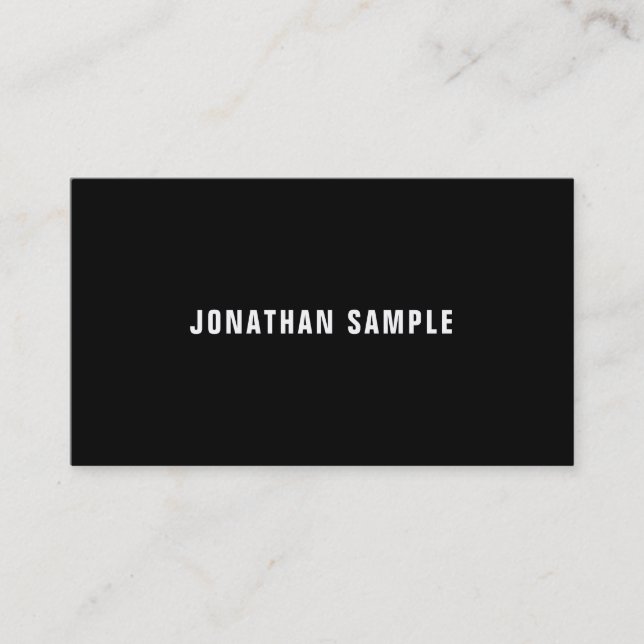 Carte De Visite Moderne Simple Noir Et Blanc Élégant Plain Luxe (Devant)