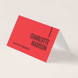 Carte De Visite Moderne Simple Noir Rouge Minimaliste Recto Verso