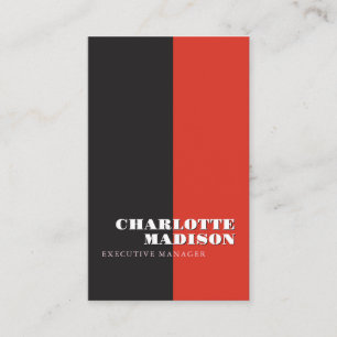 Carte De Visite Moderne Simple Noir Rouge Tendance Minimaliste Uni