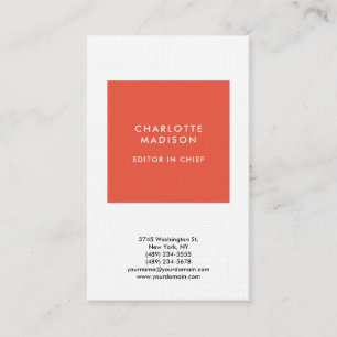 Carte De Visite Moderne simple orange rouge minimaliste Plain