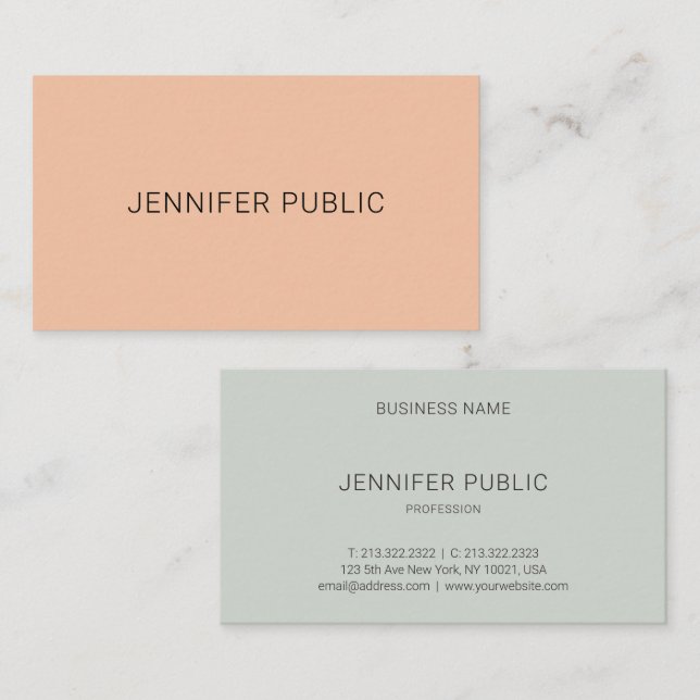Carte De Visite Moderne Simple Personnalisé Modèle Professionnel (Devant / Derrière)