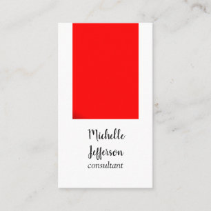 Carte De Visite Moderne Simple Plian Minimaliste Rouge Blanc