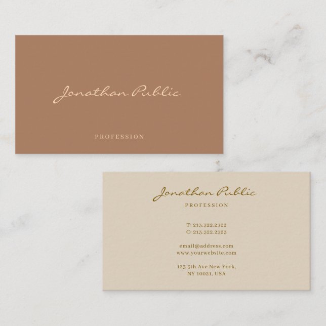 Carte De Visite Moderne Simple Professionnel Modèle de Script Tend (Devant / Derrière)