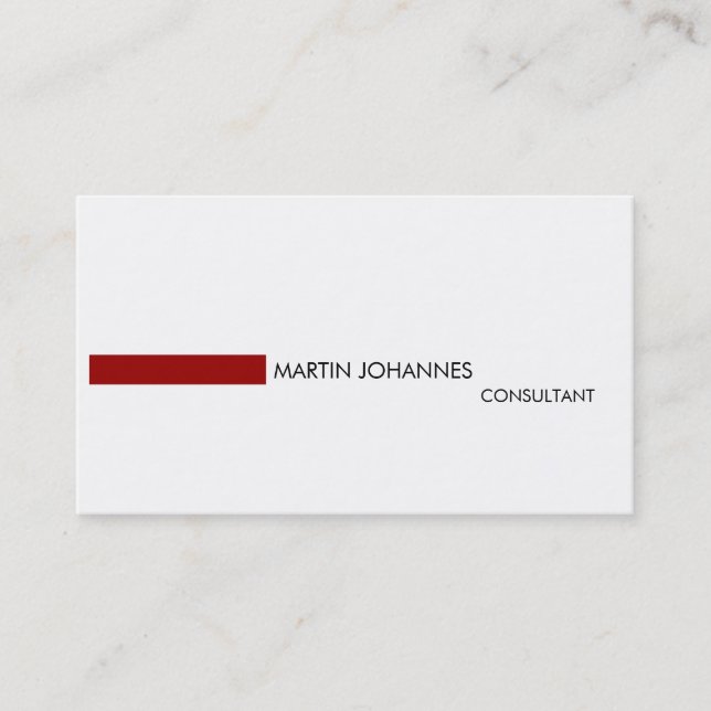 Carte de visite moderne simple rouge noir blanc (Devant)