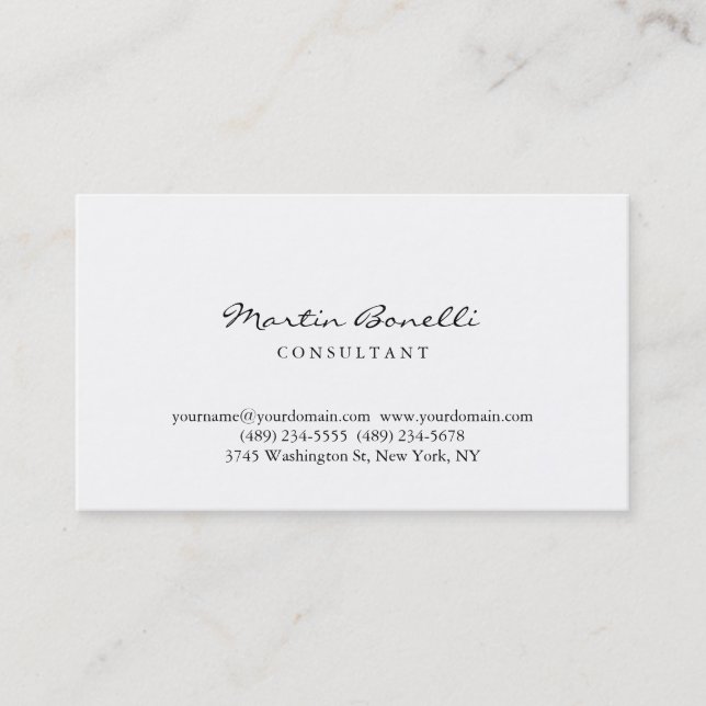 Carte de visite moderne Simple Script Consultant (Devant)