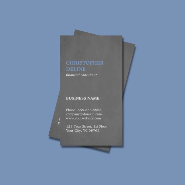 Carte De Visite Moderne Simple Texture Grey Blue Consultant (Créateur téléchargé)