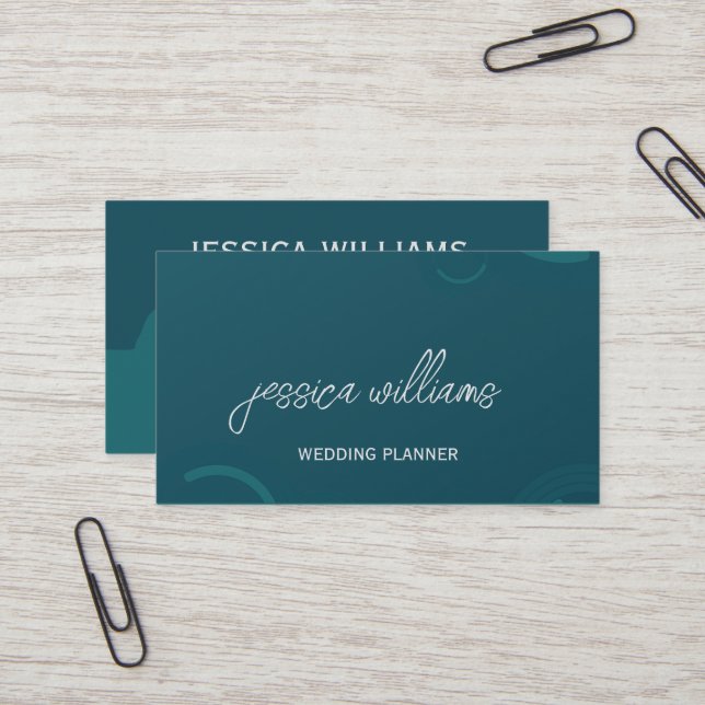 Carte De Visite Moderne Simple Wedding planner Turquoise (Devant/Arrière en situation)