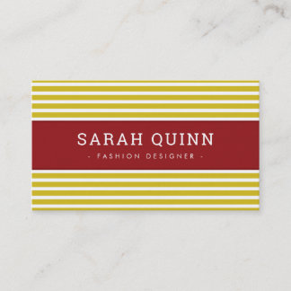 Carte De Visite MODERNE STRIPE MINIMALE marron rouge moutarde