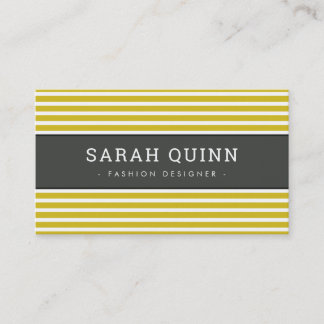 Carte De Visite MODERNE STRIPE MINIMALE moutarde fusain gris blanc