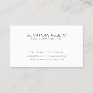 Carte De Visite Moderne Style Italique Blanc Simple Plat tendance
