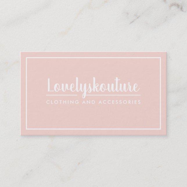Carte De Visite MODERNE STYLE MINIMAL simple bordure rose pâle (Devant)
