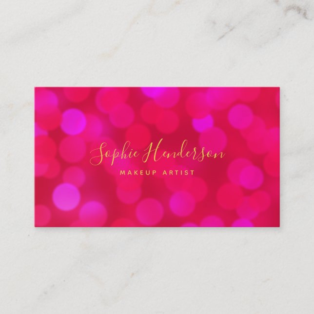 Carte De Visite Moderne tendance calligraphie rose Bokeh lumières (Devant)