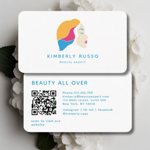 Carte De Visite Moderne, tendance, Code QR, Salon, Logo Femmes