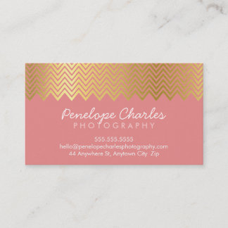 Carte De Visite MODERNE tendance cool feuille or chevron motif cor